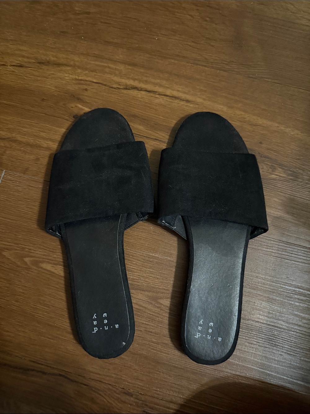 a new day Black Suede Slide Mules